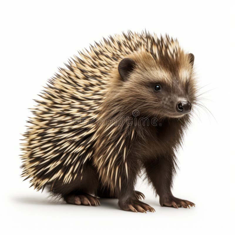 High Quality 2d Rendered Porcupine On White Background stock illustration