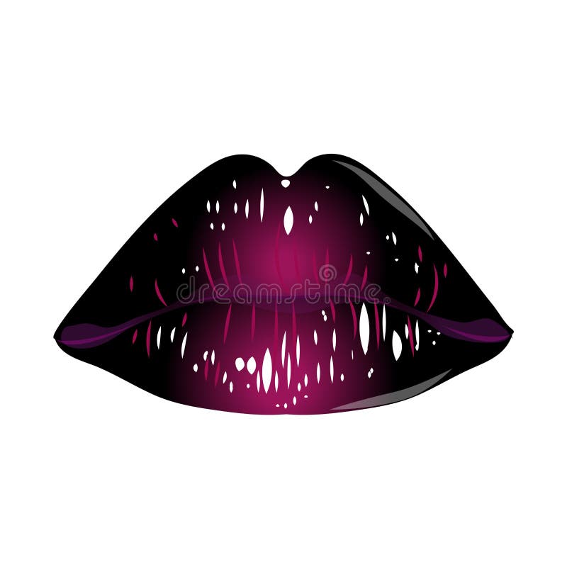 Purple Lips Isolated on White. Realistic 3d Illustration Stock