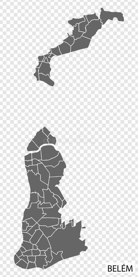 High Quality Map of Belem is a City of Brazil, with Borders of the