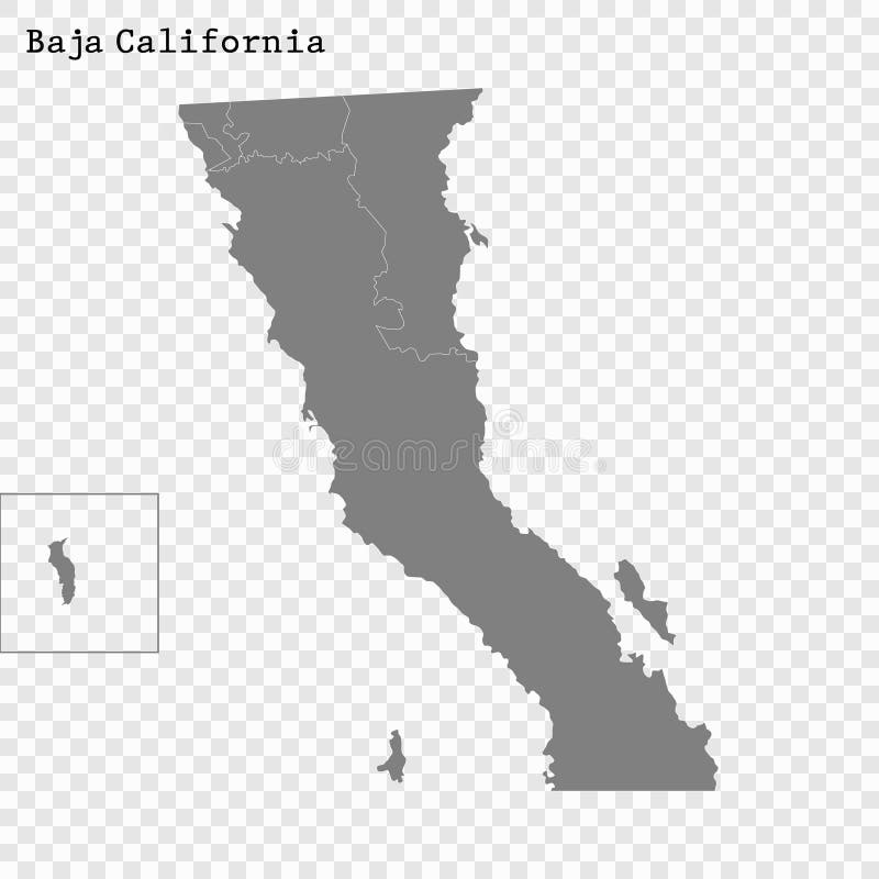 3d Map of Baja California is a State of Mexico Stock Illustration