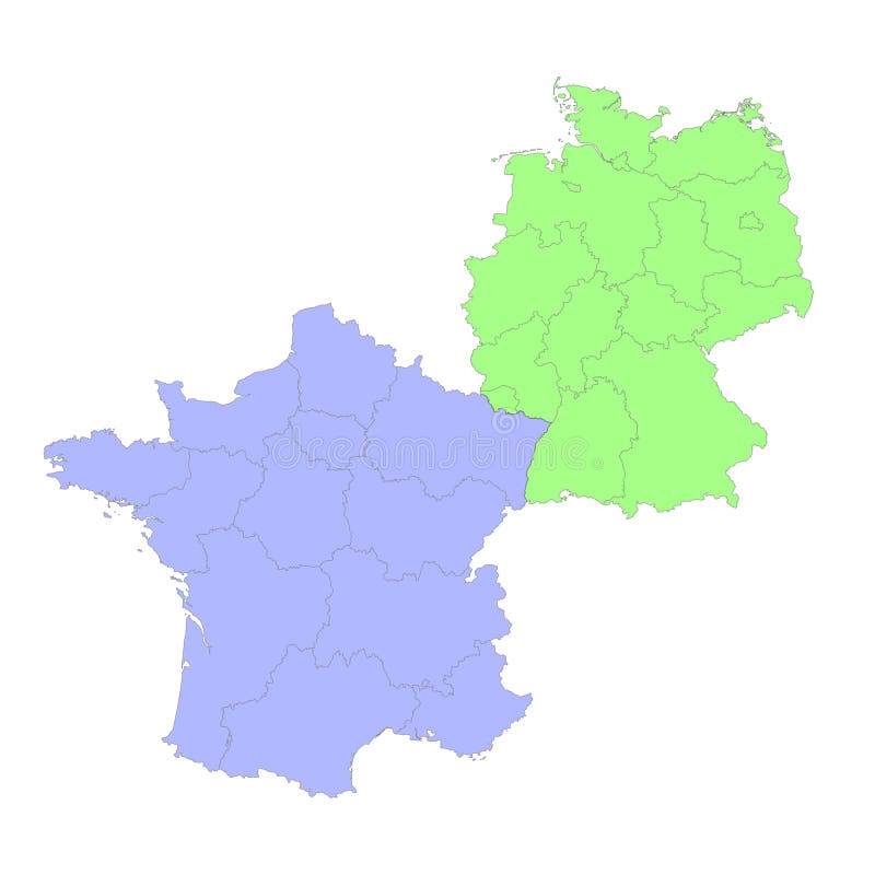 High Quality Political Map of Germany and France with Borders of the ...