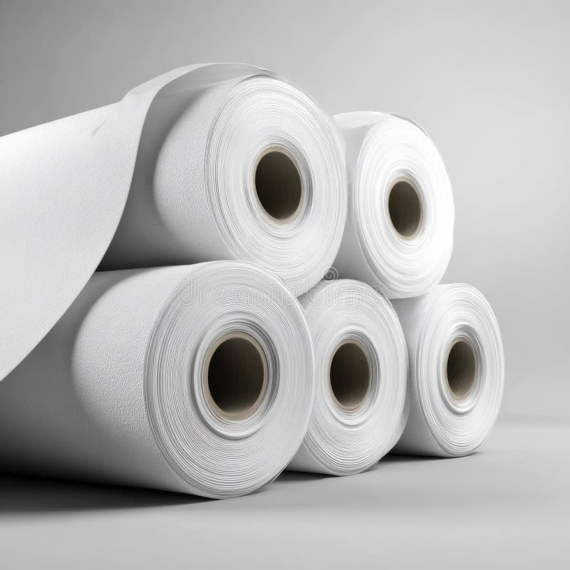 High-Quality Rolls of Textured White Paper Perfect for Various Artistic and Crafting Uses in Any Workspace Setting royalty free stock photo