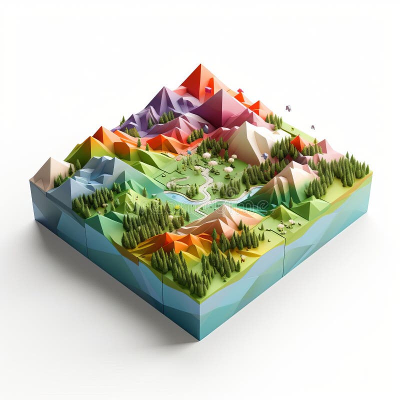 High-quality Shiny Plastic Isometric Square Uplands Model Design royalty free illustration