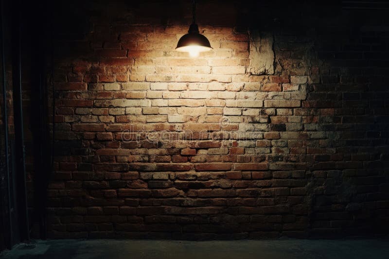 Rustic brick wall background with studio lighting for creative projects and presentations royalty free stock photo
