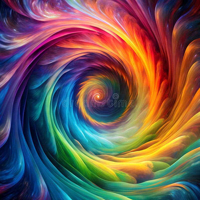 High-resolution AI-generated image of intricately designed and colorful vortex stock illustration