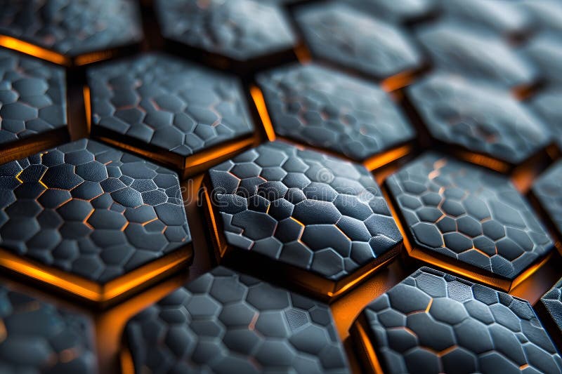 Futuristic Hexagonal Pattern with Orange Lighting - Concept for Technology and Design Use, Generative AI vector illustration