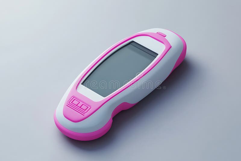 Modern Pink and White Glucose Meter Device 3D Render for Medical App vector illustration