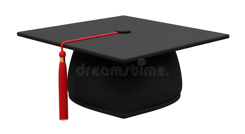 Black graduation cap with red tassel symbolizes success stock illustration