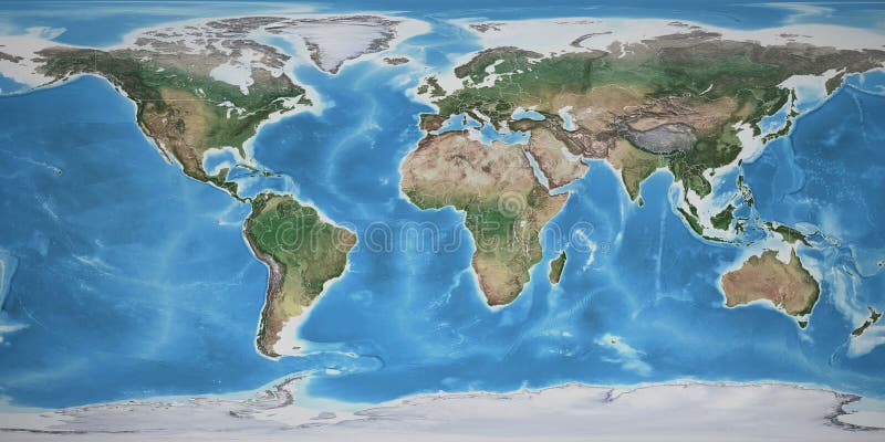 High resolution detailed map of the Earth and land borders