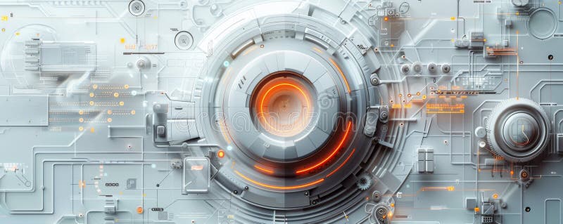 High-resolution futuristic digital technology circuit board with glowing elements stock photos