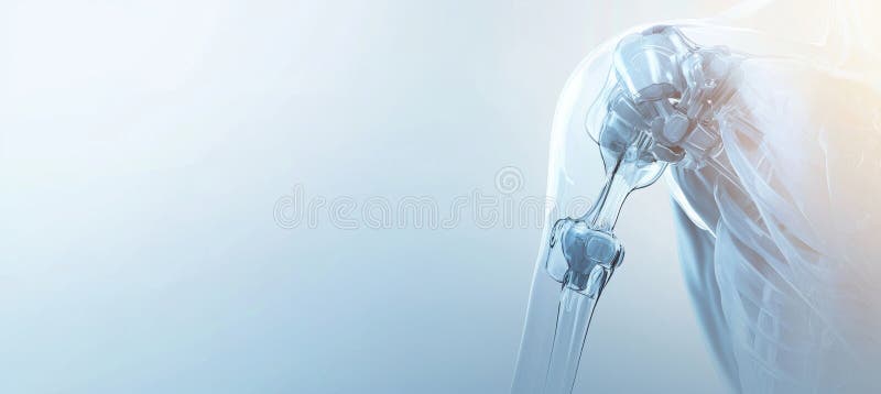 Realistic Shoulder Endoprosthesis with Anatomical Diagram for Medical Use stock images