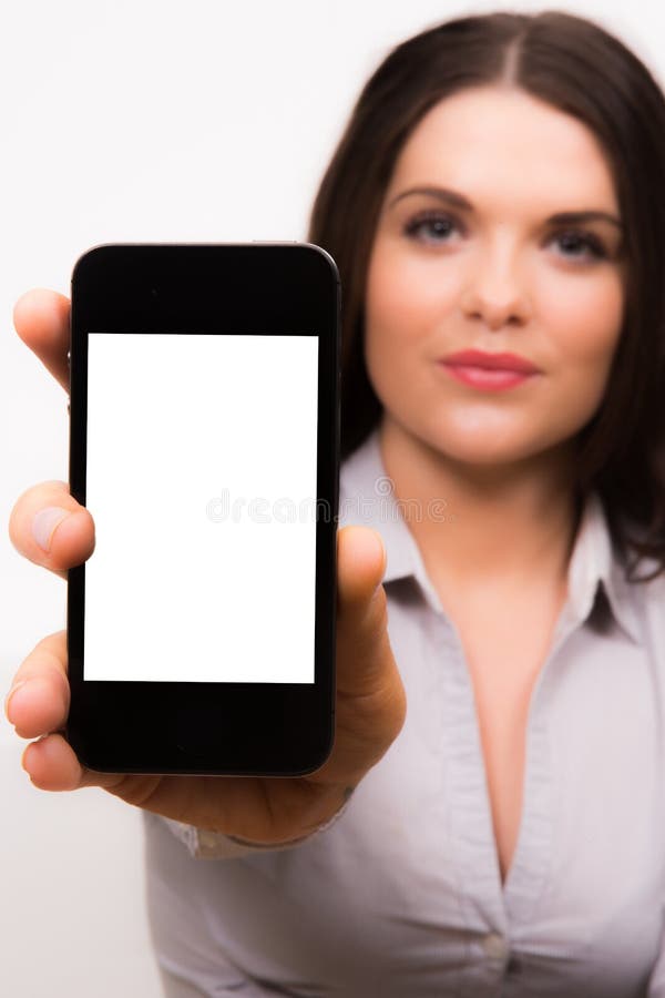 Beautiful young business women with iphone mobile device