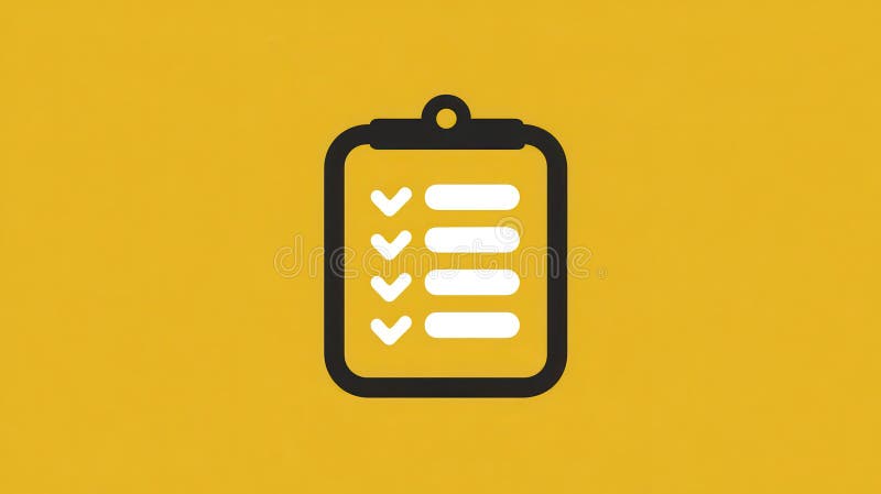 A stunning image of Yellow rounded square clipboard icon representing taking notes, planning, or task stock images