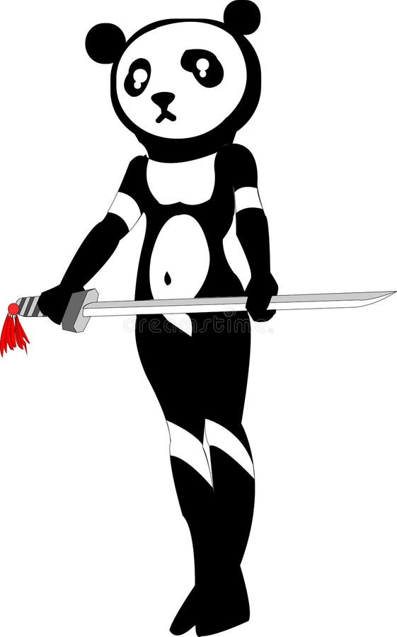 Black pattern panda warrior animal creative graphics stock illustration