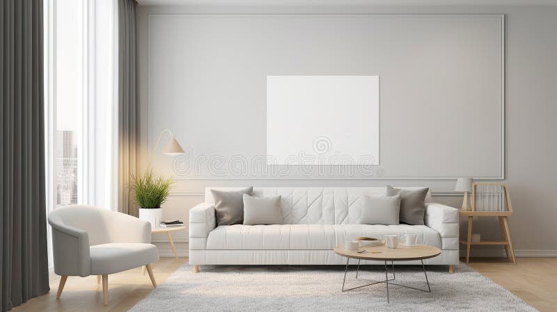 Modern Loft Living Room Interior at Sundown Stock Illustration ...