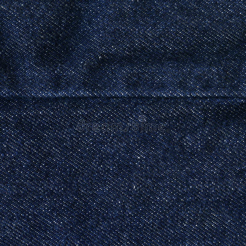 Denim Fabric Texture - Dark Blue With Seam stock photo