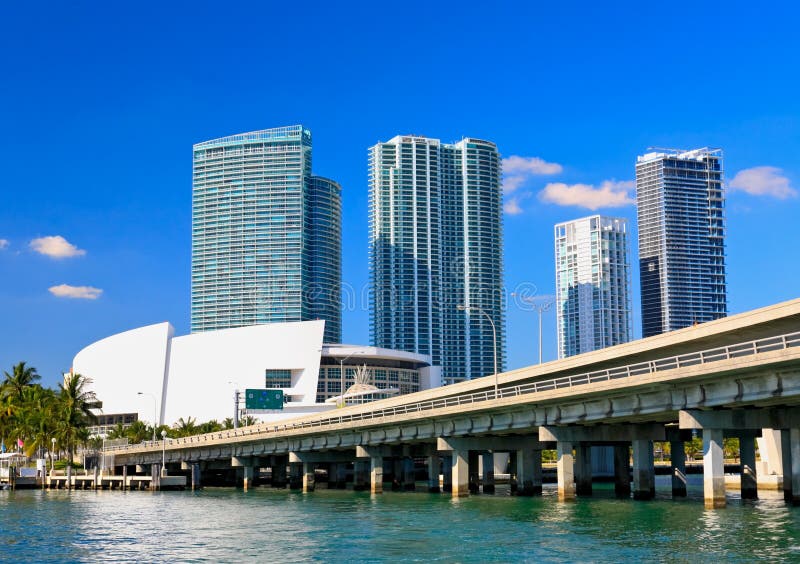 The high-rise buildings in downtown Miami