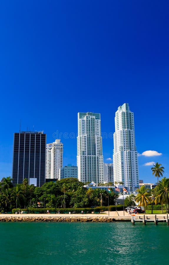 The high-rise buildings in downtown Miami