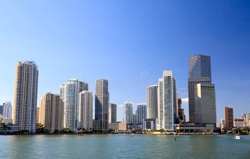 The high-rise buildings in downtown Miami