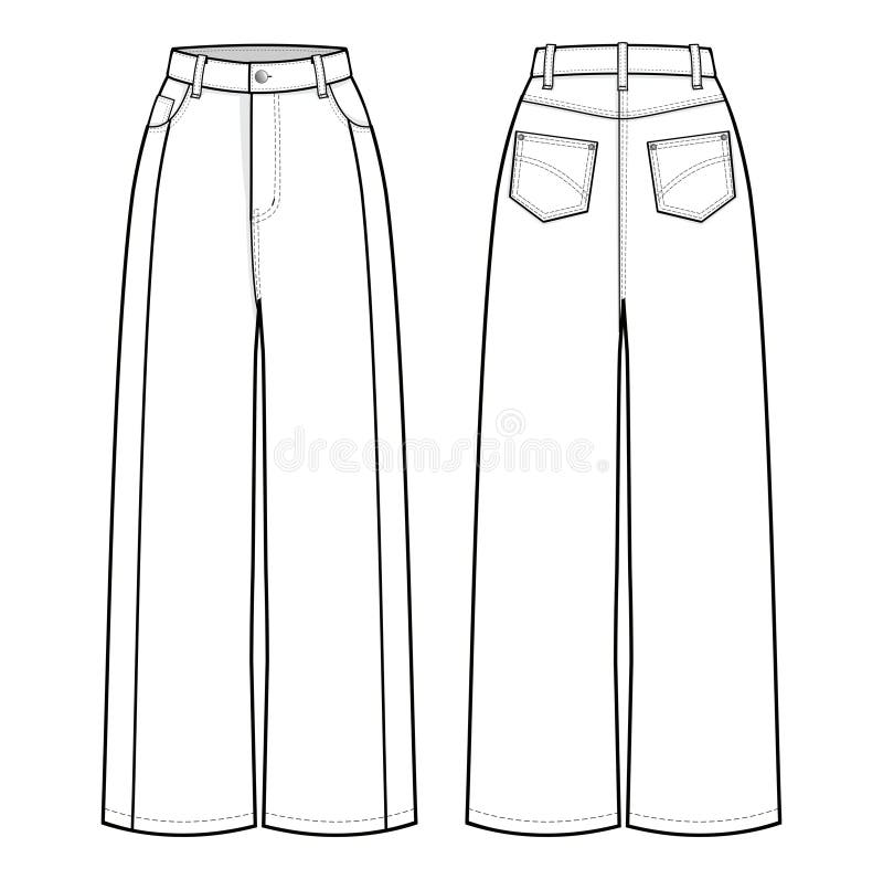Loose High-Rise Jeans Fashion Flats Stock Vector - Illustration of ...