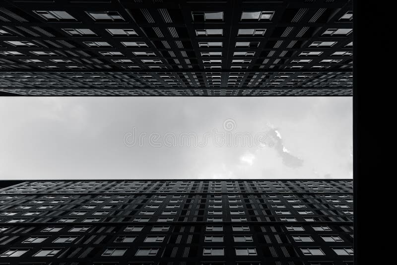 High rises accommodation building of modern metro cityscape arts photography in black and white