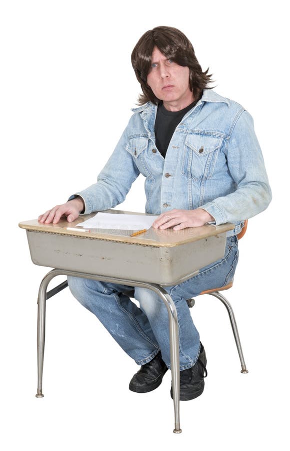 High School Or College Student In School Desk Class Isolated