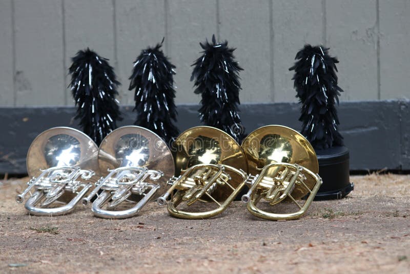 Mellophones and shakos stock photo. Image of highschool 224844946