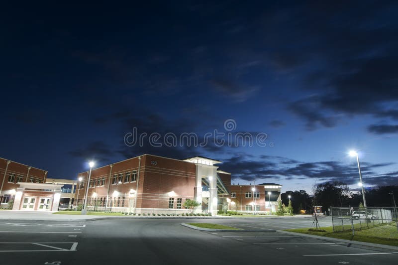 High School at Night royalty free stock photos High School at Night royalty free stock photos