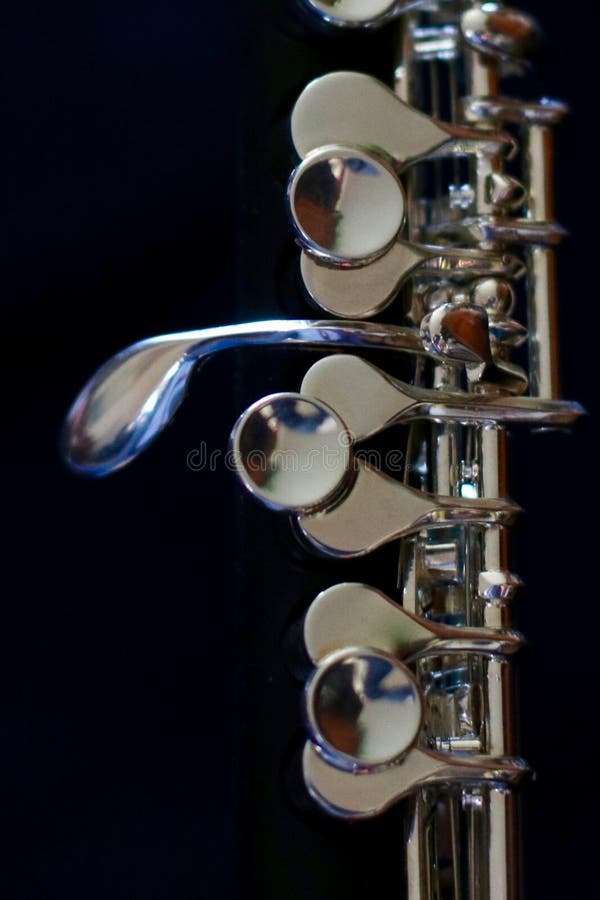 Piccolo Keys on Black Background Stock Photo Image of hitting, band
