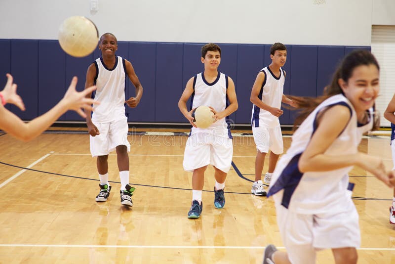 High School Students Playing Dodge Ball Gym Stock Photos Free
