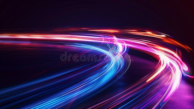 High speed internet concept. Multicolored light trails royalty free stock photography