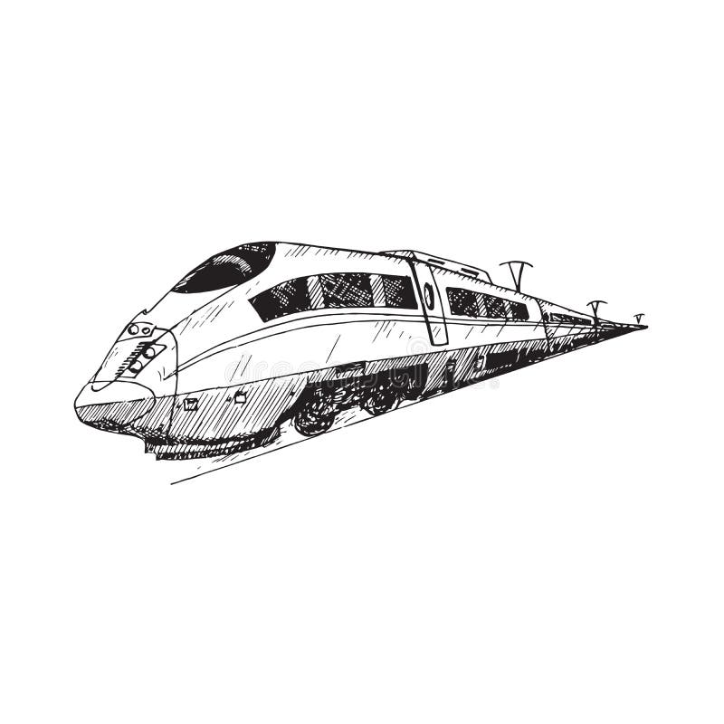 Linear sketch high speed train Stock Vector