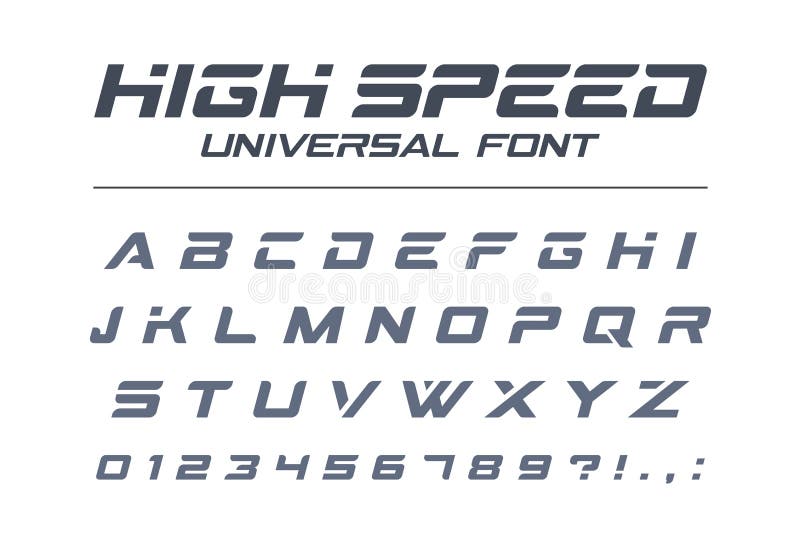 High speed universal font. Fast sport, futuristic, technology, future alphabet. vector illustration