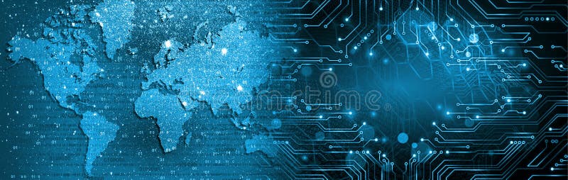 High speed. world map abstract technology background concept. Speed movement pattern and motion blur over dark blue background. royalty free stock photos