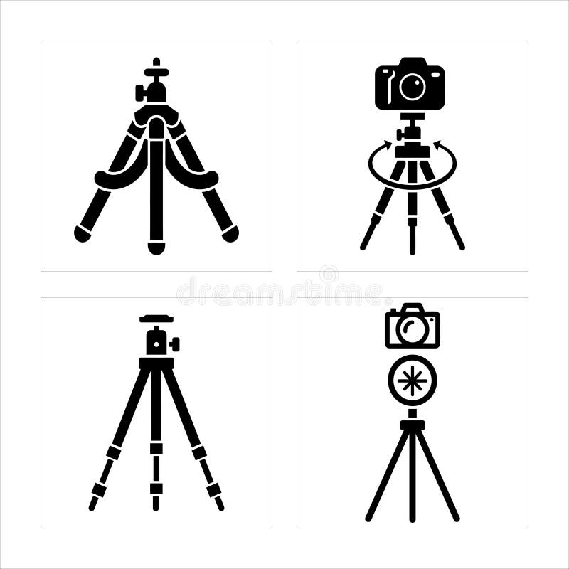 High stability tripod designs for photography videography and surveying. Theodolite logo illustrations