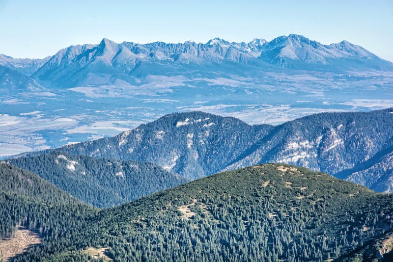 High Tatras mountains from Low Tatras, Slovakia