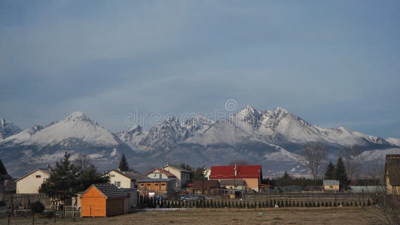 High Tatras in the winter. Slovak village