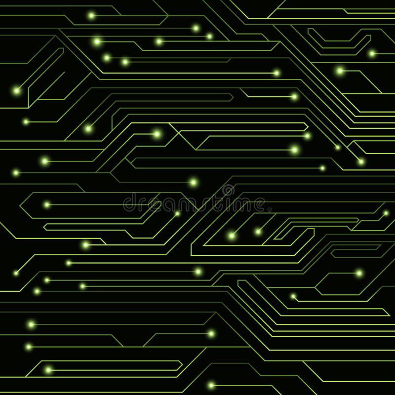 High-tech background of green color from a computer board with LEDs and luminous neon connectors. Computer circuit. A large electronic network. Vector illustration. EPS 10. High-tech background of green color from a computer board with LEDs and luminous neon connectors. Computer circuit. A large electronic network. Vector illustration. EPS 10