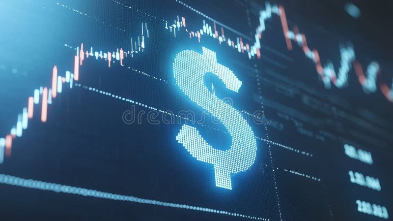 A High-tech, Blue-toned Digital Financial Graph with Dollar Signs ...