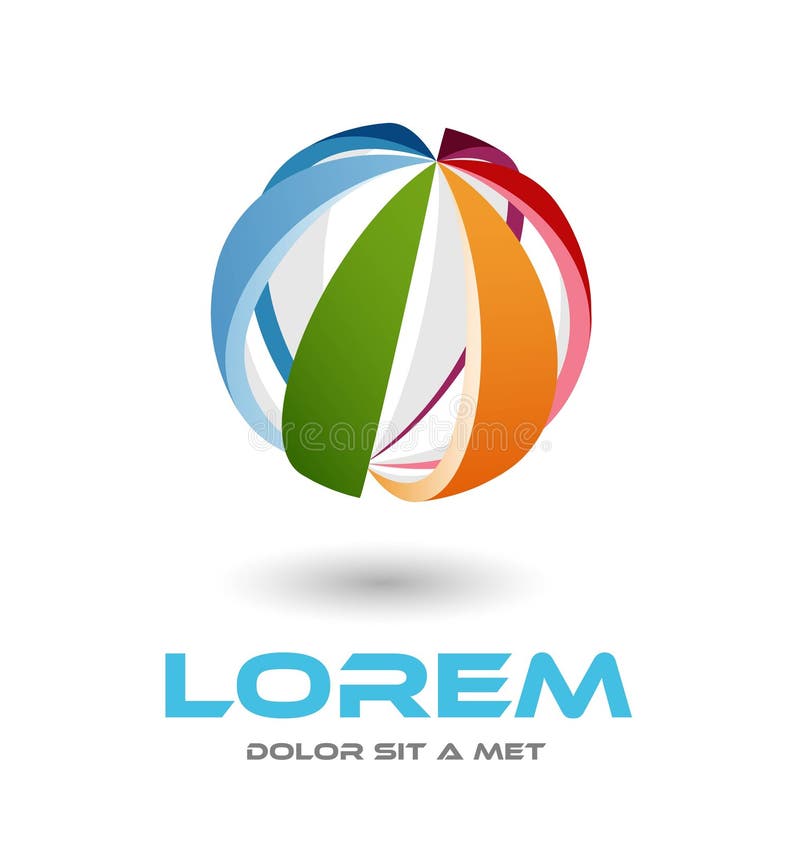 High tech colorful abstract icon - 3d vector logo stock illustration
