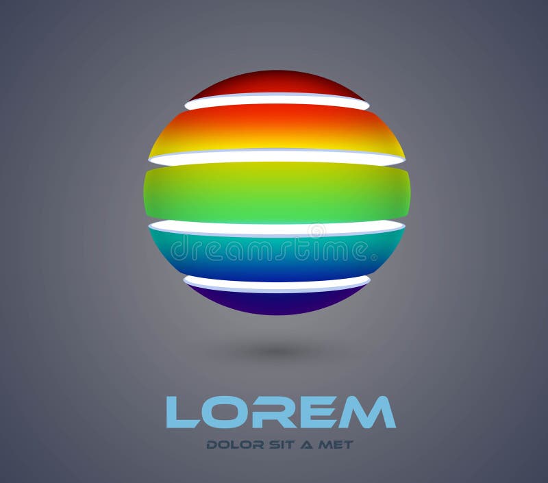 High tech colorful abstract shning sphere icon - 3d vector logo stock illustration