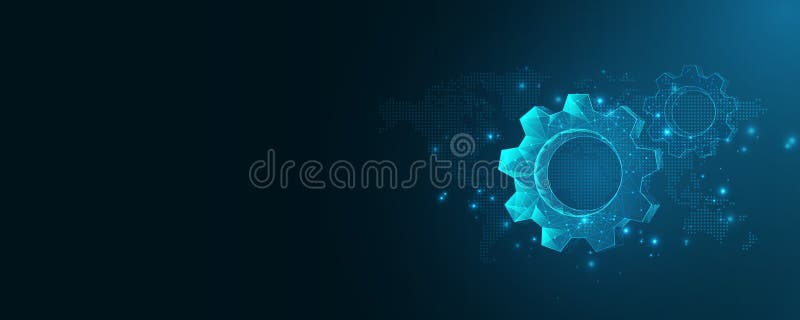 High-tech communication network cog technology concept background image royalty free illustration