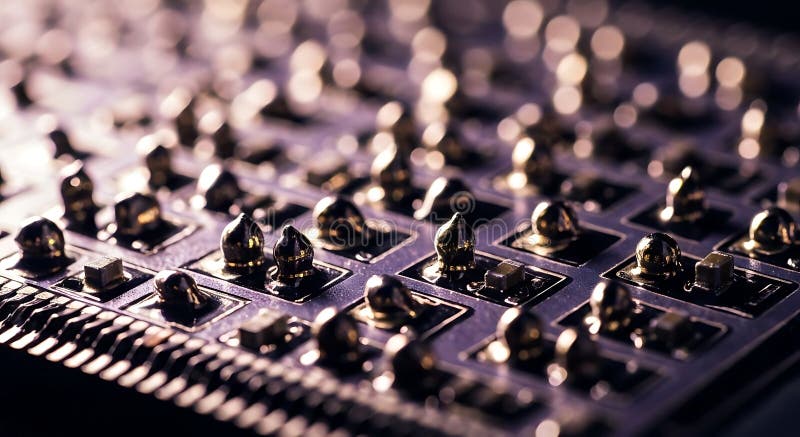 High-Tech Electronic Components Grid stock illustration