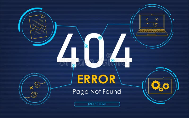 404 high-tech error page not found stock illustration