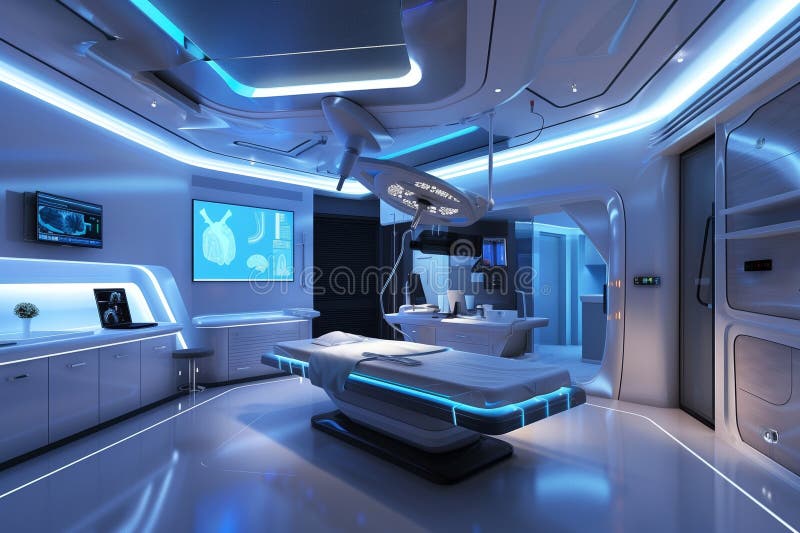 High Tech Futuristic Surgical Procedure Room Stock Illustration