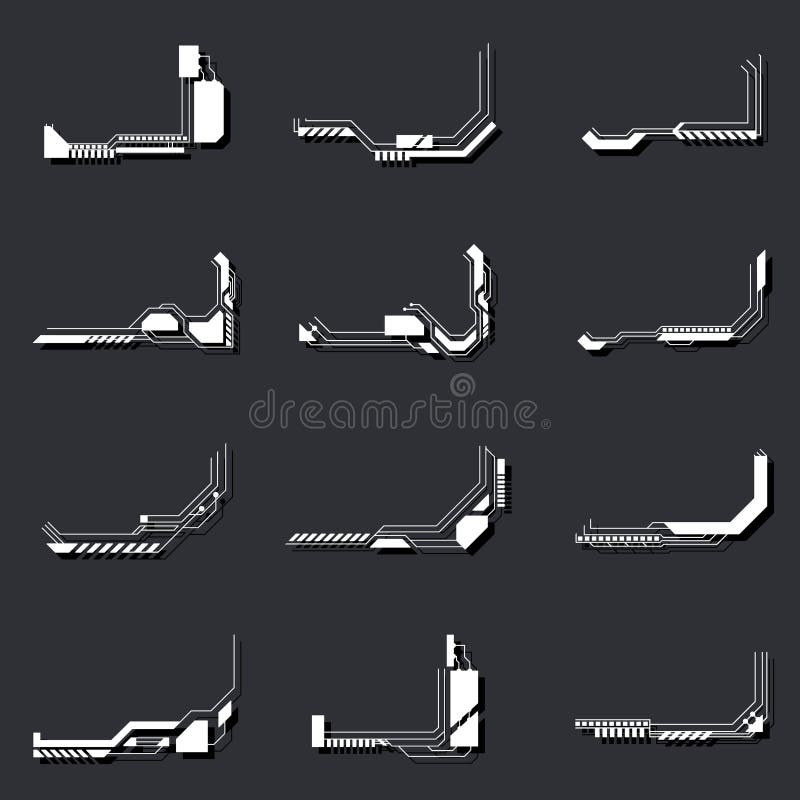 High Tech Interface Elements Futuristic Vector Illustration Stock