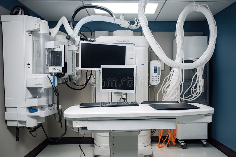 Hightech Medical Imaging Equipment, with Complex System of Cables and Wires Stock Photo Image