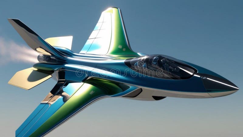 High-tech military aircraft with artificial intelligence royalty free illustration