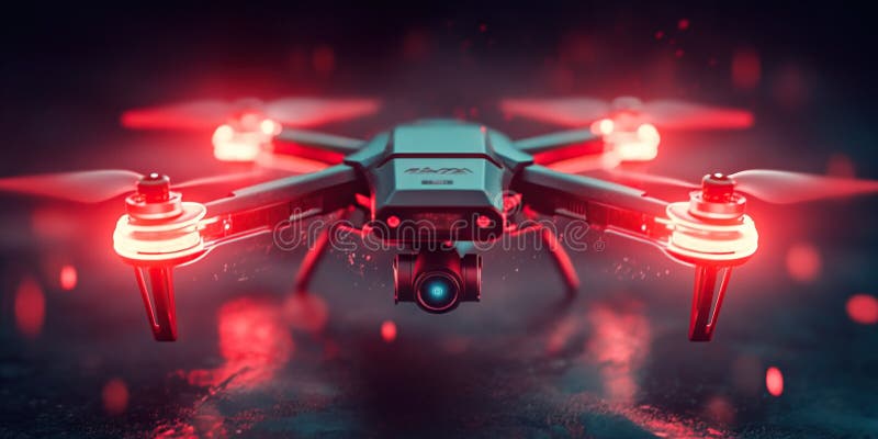 High-tech sensors on emergency drone, laser for obstacle avoidance, infrared sensors for low-light navigation royalty free illustration