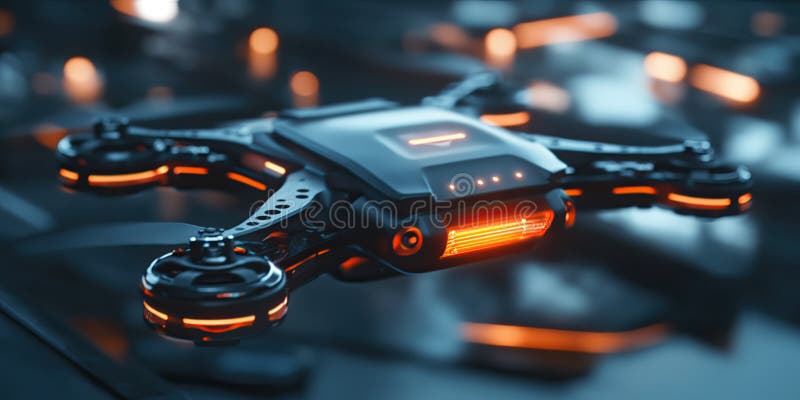 High-tech sensors on emergency drone, laser for obstacle avoidance, infrared sensors for low-light navigationght navigation vector illustration